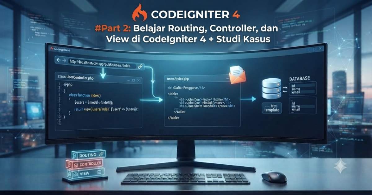 #Part 2: Belajar Routing, Controller, dan View di CodeIgniter 4 + Studi Kasus
