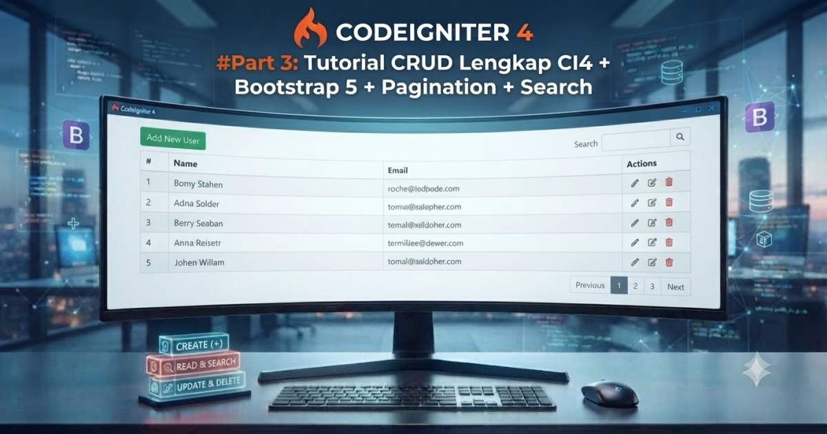 #Part 3: Tutorial CRUD Lengkap CI4 + Bootstrap 5 + Pagination + Search
